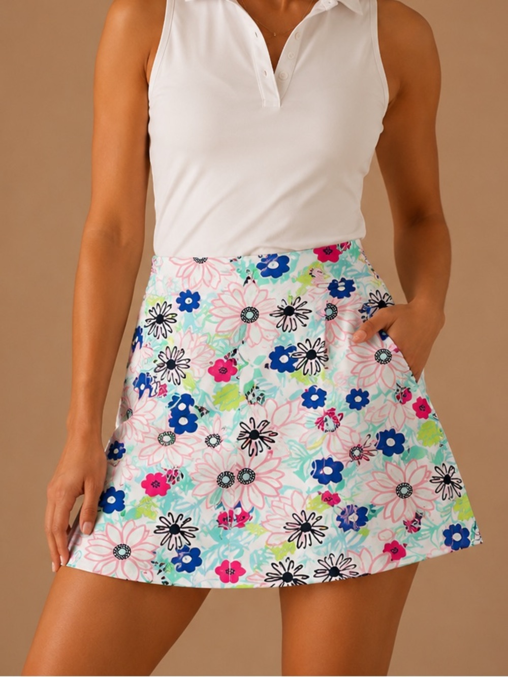 SanSoleil Floral Golf Skort Women's Small UPF 50 Performance Tennis Pickleball